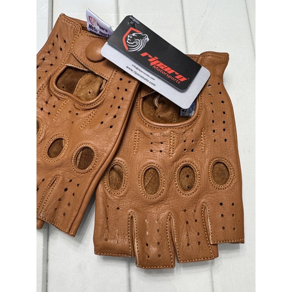 Riparo Women's Genuine Leather Reverse Stitch Driving Gloves Small Cognac NWT